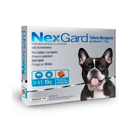 NexGard Antipulgas e Carrapatos para Cães de 4,1 a 10kg 3 tabletes