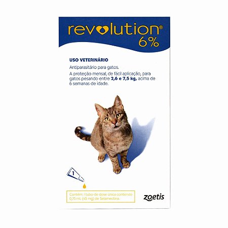 Antipulgas Revolution 6% para Gatos de 2,6kg a 7,5kg 1 pipeta