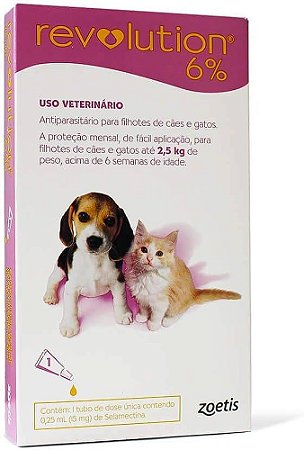 Antipulgas Revolution 6% para Cães e Gatos até 2,5kg 1 pipeta