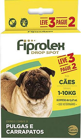 Antipulgas e Carrapatos Ceva Fiprolex Drop Spot Unidade de 0,67 mL para Cães até 10 Kg