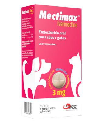 Mectimax Cães e Gatos Agener União 3mg 1 Blíster com 4 comprimidos