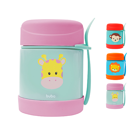 Pote Térmico Buba Inox Com Talher Animal Fun