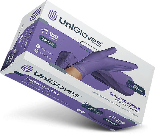LUVAS LILÁS UNIGLOVES CLÁSSICO COM PÓ - P
