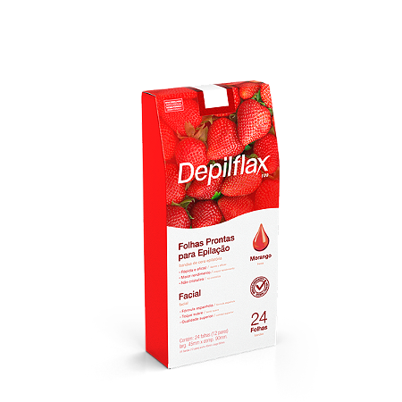 FOLHAS PRONTAS FACIAIS DEPILFLAX MORANGO 24/UND