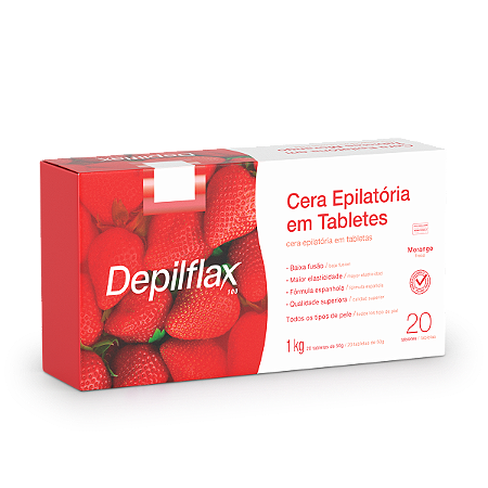 CERA EM TABLETES DEPILFLAX MORANGO 1KG