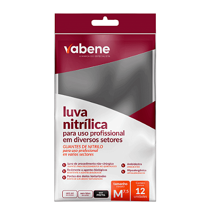 LUVA NITRÍLICA PRETA VABENE 12 UND