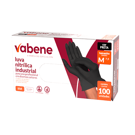 LUVA NITRÍLICA PRETA VABENE 100 UND