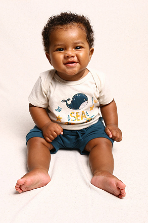 Conjunto Bebê Menino Baleia: Body e Bermuda