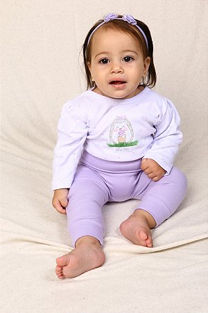 Conjunto Bebê Menina Ouriço: Body Manga Longa e Calça Mijão