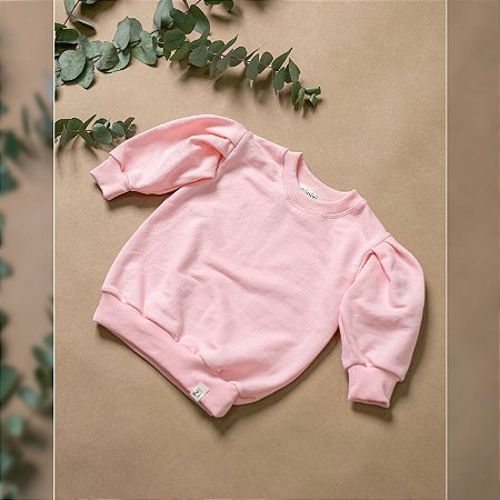Blusa Moletom Menina Manga Bufante Modelo Aconchego