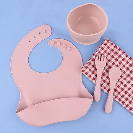 Kit de Alimentação Bebê: Bowl, Talheres e Babador