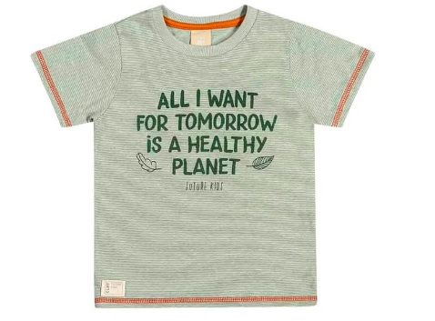 Camiseta Menino Verde Estampa "Healthy Planet"