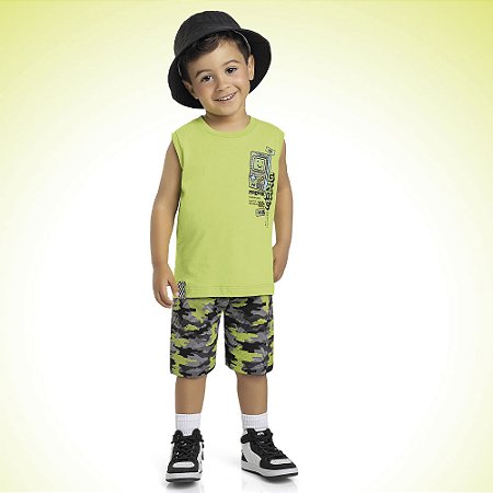 Conjunto Menino Player: Regata e Bermuda Moletinho