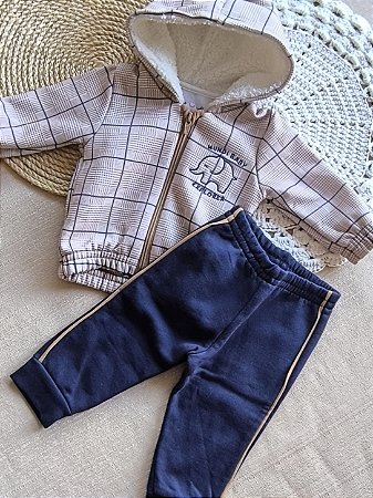 Conjunto Moletom Jaqueta Sublimada com Pelo e Calça Jogger