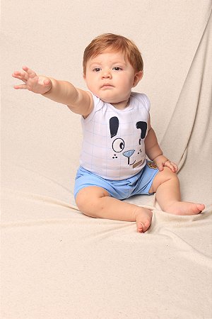 Conjunto Bebê Cachorrinho: Body Regata e Bermuda