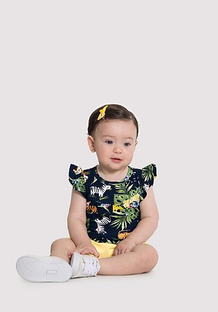 Conjunto Bebê Menina Alakazoo: Blusa Estampa Selva e Shorts Moletom
