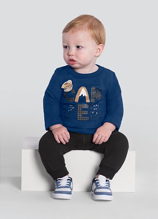 Conjunto Moletom Infantil Menino Estampa Puff Ursinho