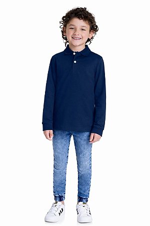 Camisa Polo Básica Infantil Menino em Malha 100% Algodão