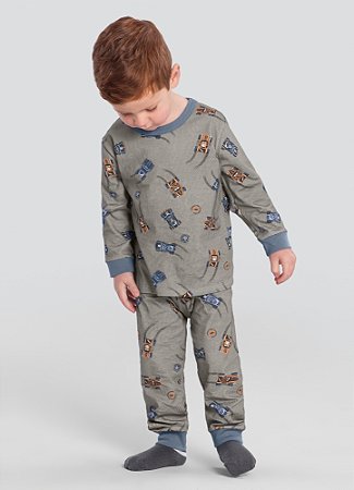 Conjunto Pijama Infantil Menino em Malha com Camiseta e Calça