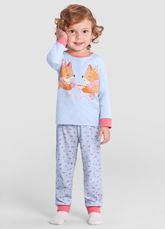 Pijama Infantil Menina Raposa Brilha no Escuro 100% Algodão