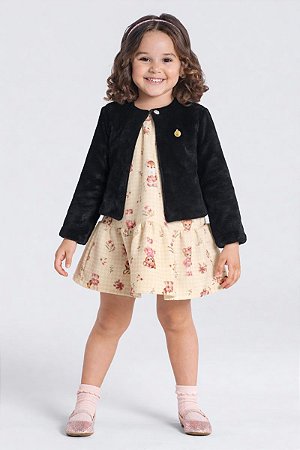 Casaco Infantil Menina Peluciado Estilo Bolerinho