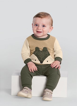 Conjunto Moletom Bebê Menino com estampa de Cervo - Brandili Baby