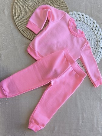 Conjunto Menina Blusão e Calça Moletom Básico