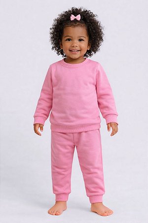 Conjunto Menina Blusão e Calça Moletom Básico
