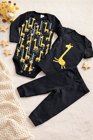 Conjunto 3 Peças Bebê Menino: 2 Bodys e Calça