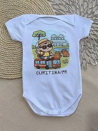Body Bebê Manga Curta Estampa Curitibando