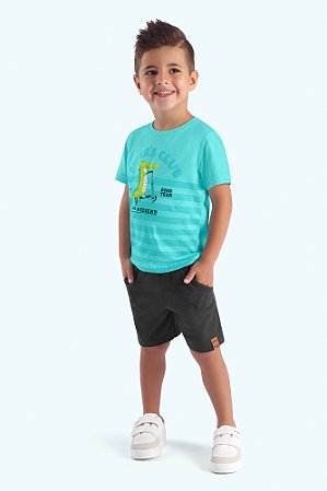 Conjunto Bebê Menino: Camiseta e Bermuda Moletinho
