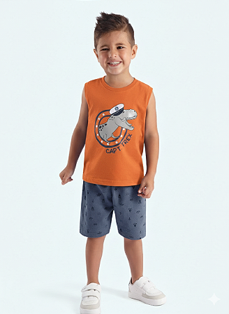 Conjunto Bebê Capitão Rex: Regata e Bermuda
