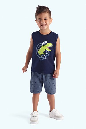 Conjunto Bebê Capitão Rex: Regata e Bermuda