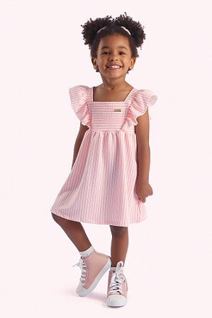 Vestido Bebê Listrado em Malha Ana Ruga Dupla