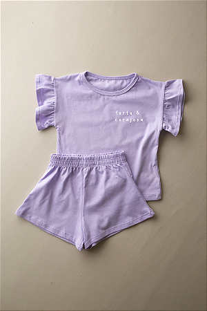 Conjunto Menina "Forte Corajosa": Malha Premium e Babados