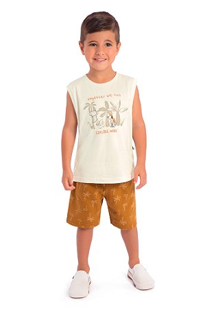 Conjunto Menino: Regata Machão e Bermuda de Coqueiro