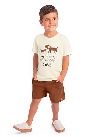 Conjunto Menino Cachorro: Camiseta e Bermuda
