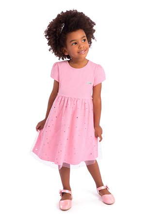 Vestido Menina Tule Estrelas