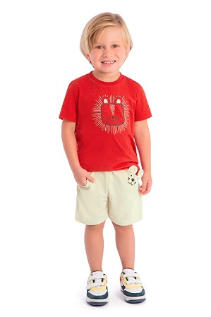 Conjunto Menino: Camiseta e Bermuda com Orelhinhas