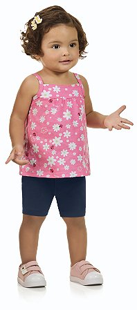 Conjunto Menina: Bata Floral e Shorts Ciclista