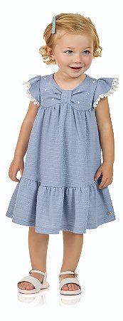 Vestido Menina Corações com Renda Guipir