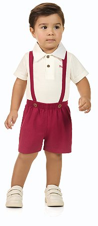 Conjunto Bebê: Body e Jardineira de Linho