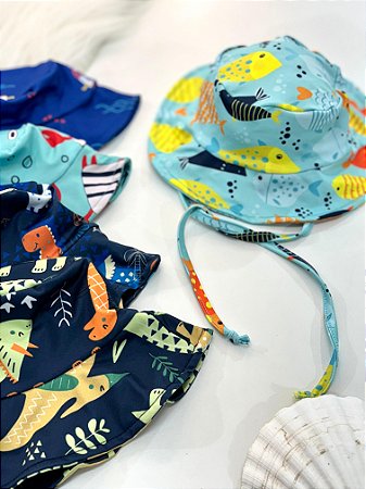 CHAPÉU INFANTIL PRAIA ESTAMPADO COM PROTEÇÃO UV