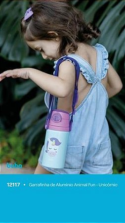 Garrafinha de Alumínio Animal Fun com Canudo (400ml)