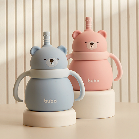 Copo de Silicone com Canudo Ursinho (200ml)