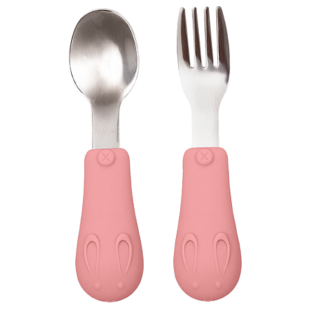 Kit de Talheres Infantis em Silicone e Aço Inoxidável Buba