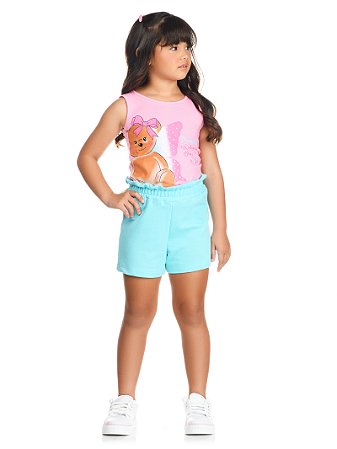 Conjunto Infantil Menino: Regata em Cotton e Bermuda Moletinho