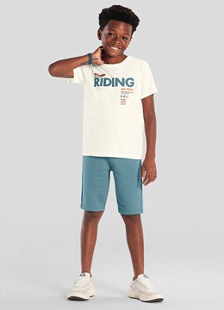 Conjunto Infantil Menino: Camiseta Skate Puff e Bermuda Moletinho