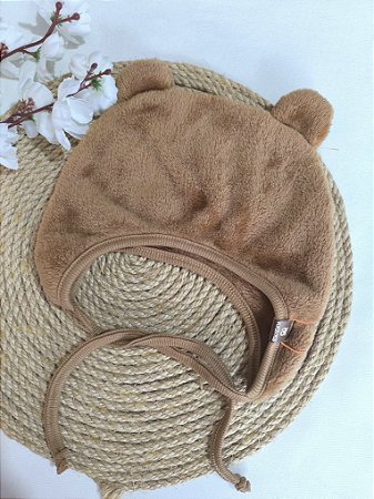 Touca Infantil Fleece com Orelhas e Cordão Ajustável