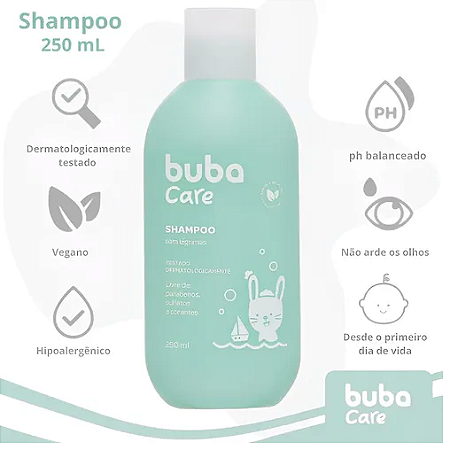 Shampoo Infantil Buba Care (250ml) - Camomila, Vegano e Sem Lágrimas